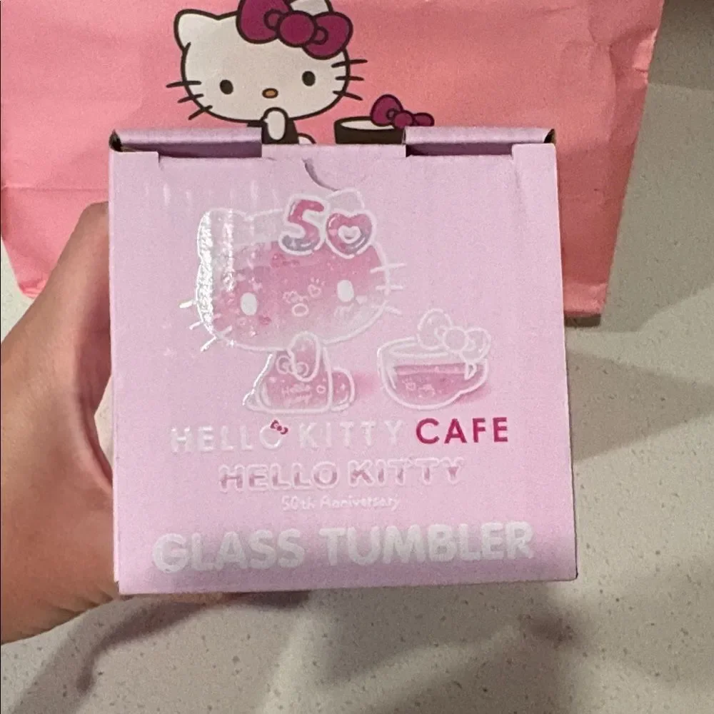 Hello Kitty Cafe Exclusive 50th Anniversary Glass Tumbler New Release 20…